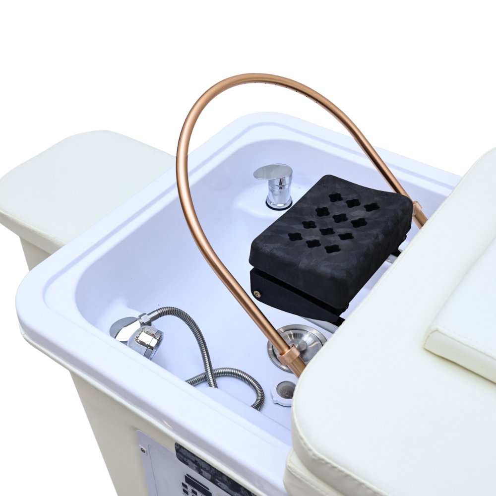 Unità Japanese Head Spa color crema con Letto Completo e Struttura Oro – Senza Impianto Idraulico